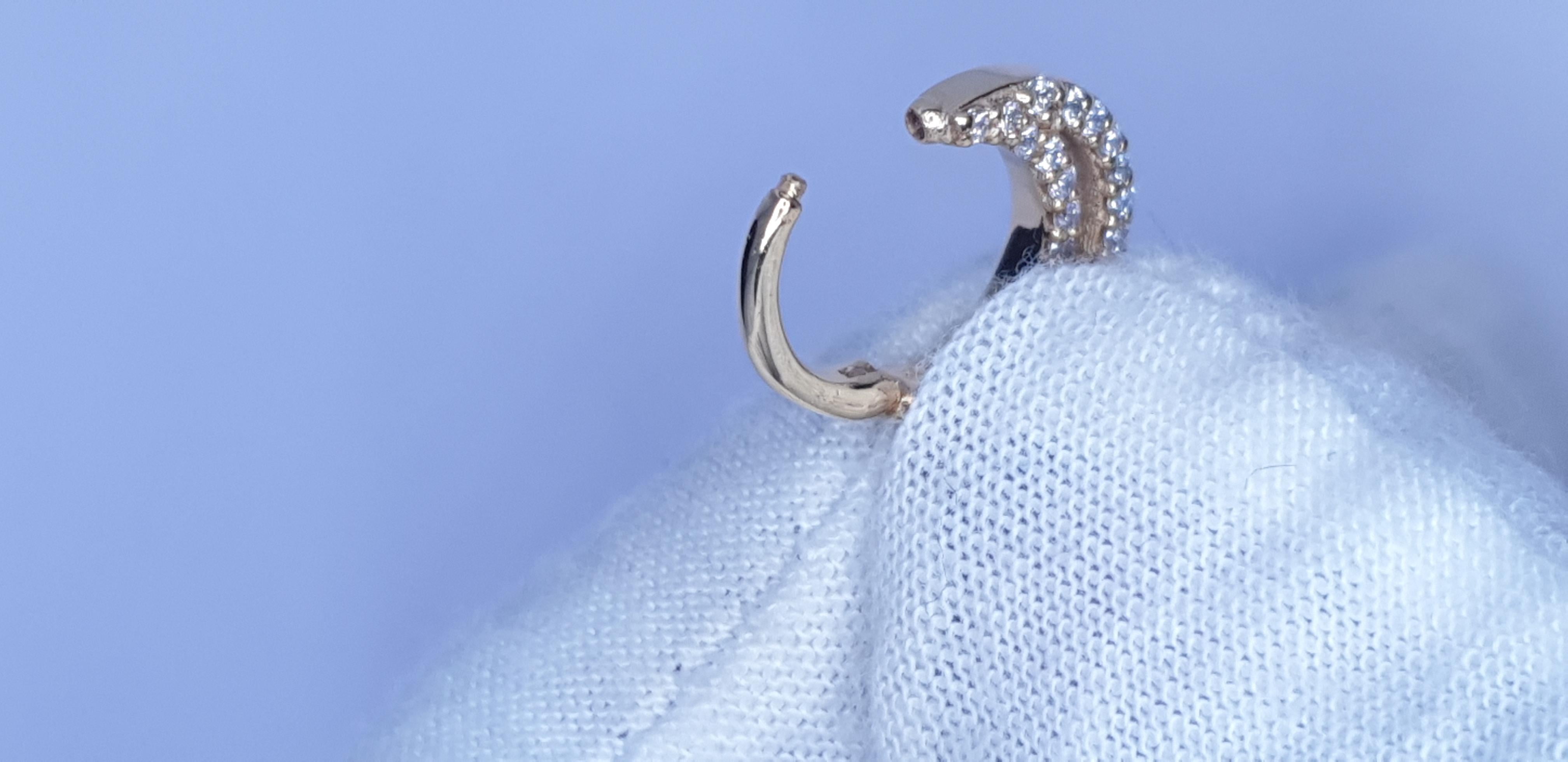 Diamond Septum 14k Solid Gold Ring Piercing Nose Pin in 16 gauge For Sale 9