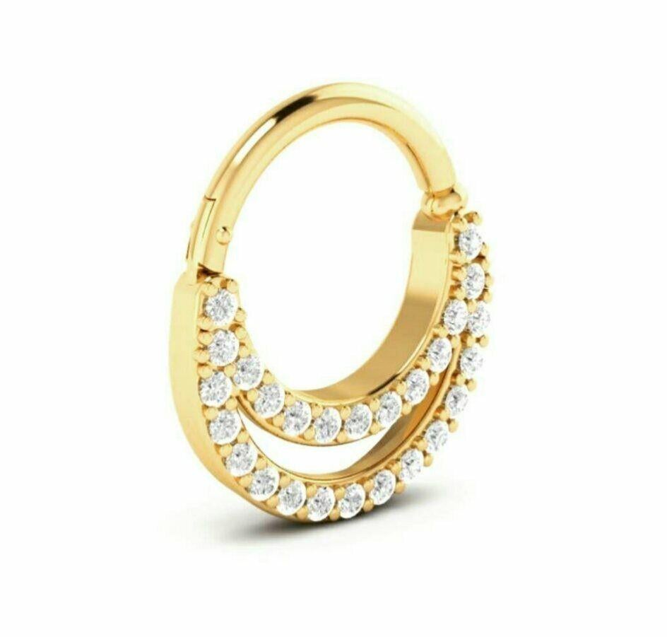 Diamond Septum 14k Solid Gold Nose Ring Septum Piercing Genuine Diamond Nose Pin
Light weight can be worn everyday

Additional information:
Condition: New without tags: A brand-new, unused, and unworn item (including handmade items) that is not in