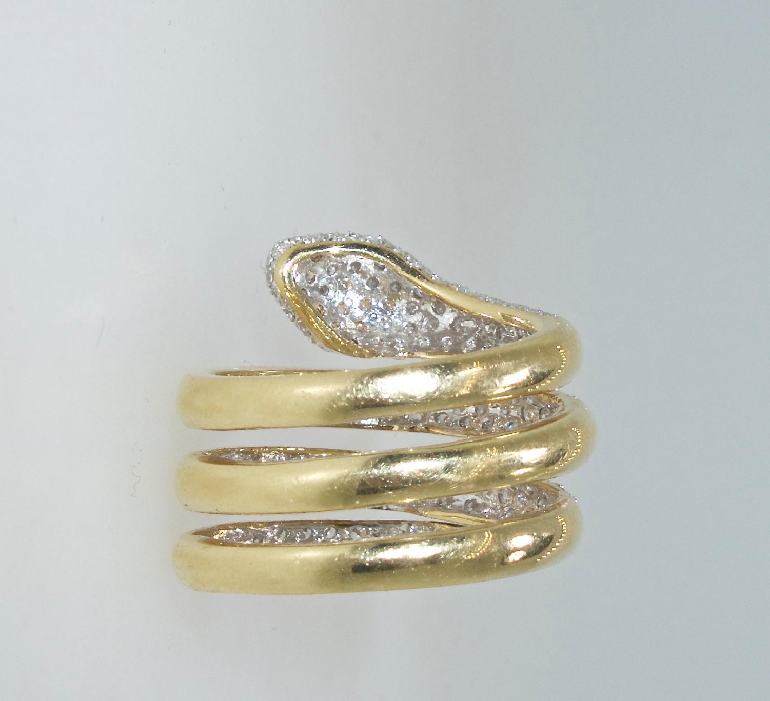 Contemporary Diamond Serpent Motif Ring