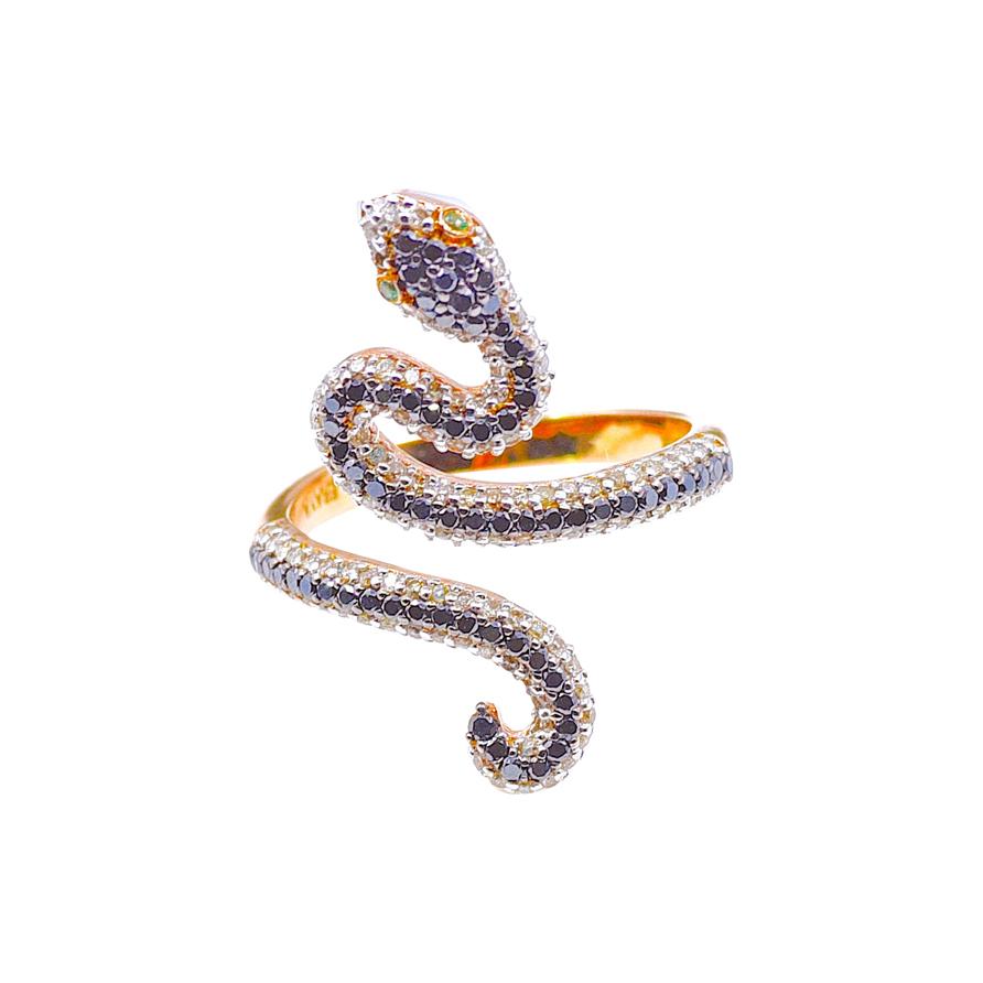 Diamond Serpent Ring in 18 Karat Rose Gold For Sale