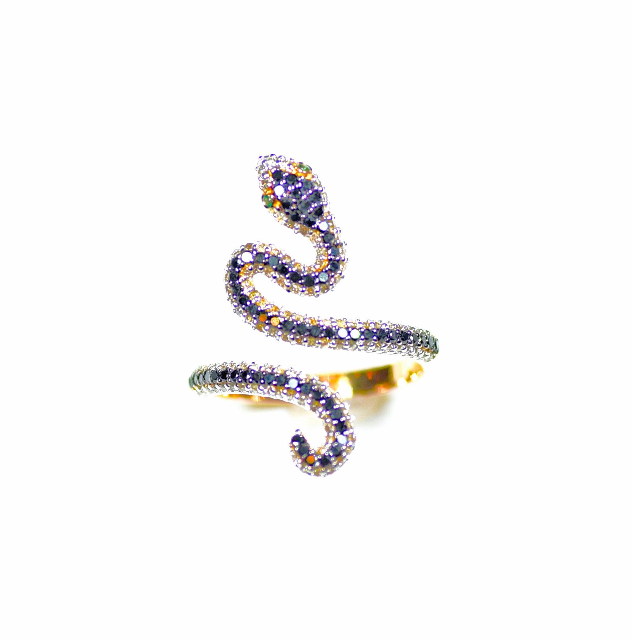 This unique & chic snake diamond ring with sparkling diamonds set in fine 18k rose gold will add a timeless sparkle & shine to you chosen style. 
Most of our jewels are made to order, so please allow us for a 2-4 week delivery.
Please note the