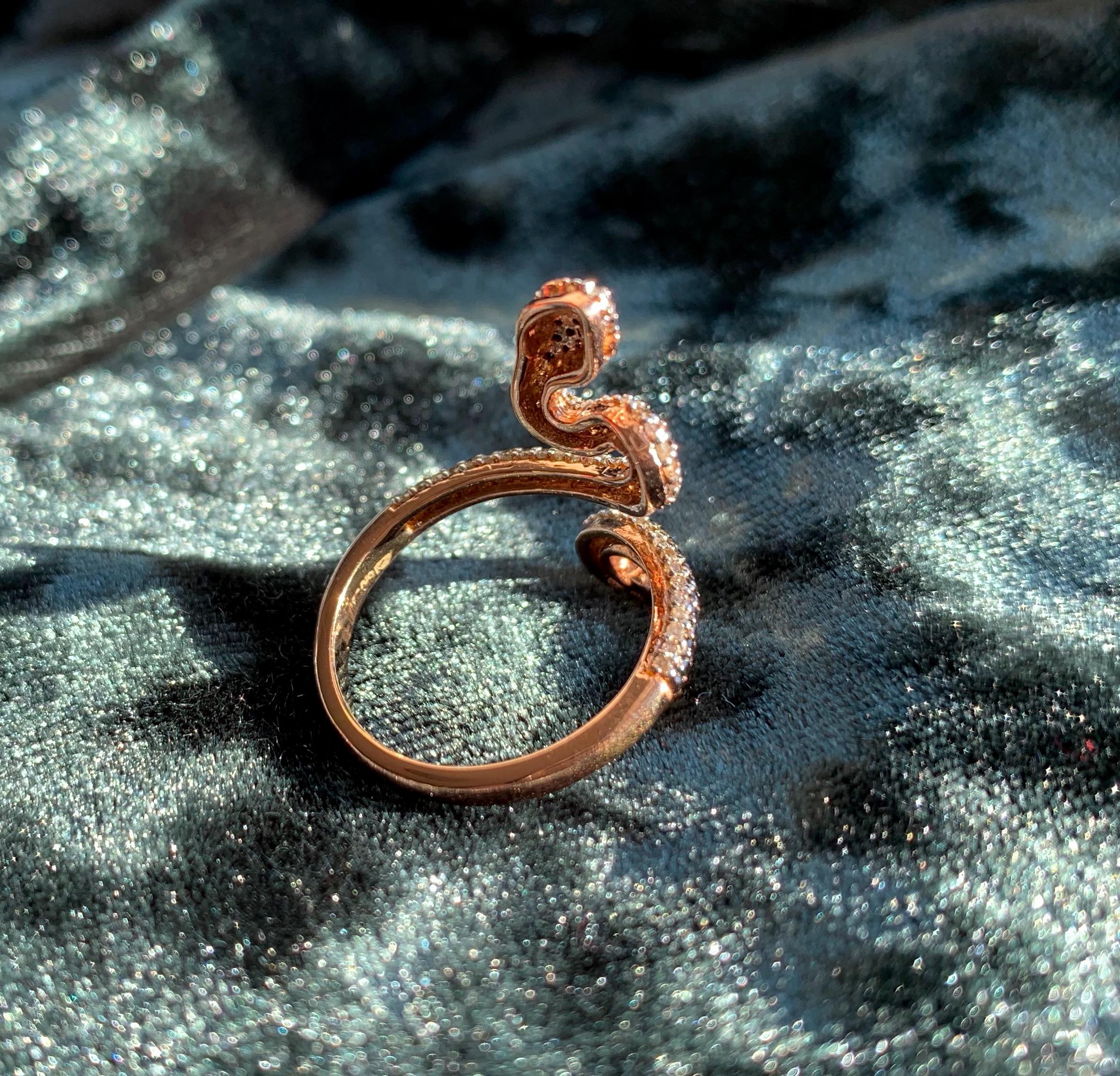 Women's Diamond Serpent Ring in 18 Karat Rose Gold For Sale