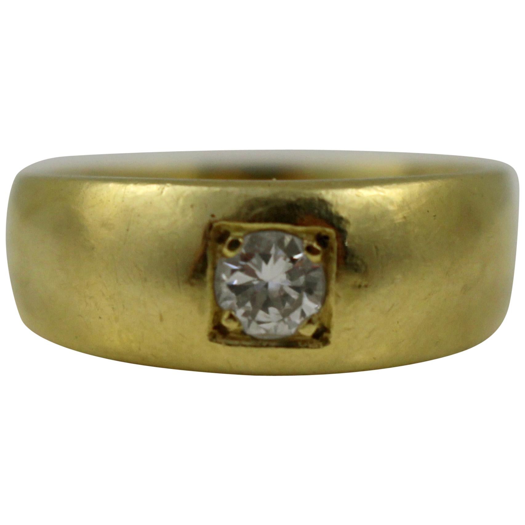 Diamond Set 18-Carat Gold Signet Ring For Sale