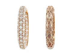 Diamond Set 18 Karat Rose Gold Hoop Earrings