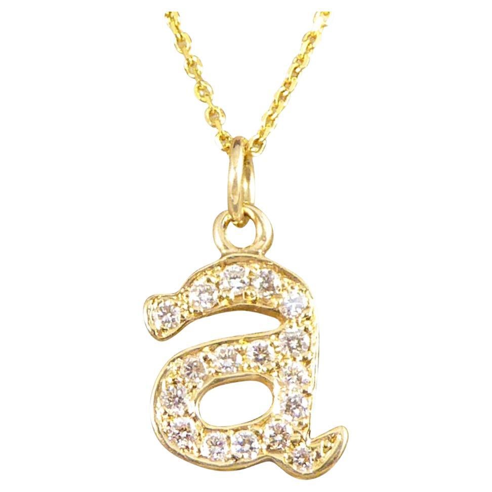 Diamond Set A Initial Pendant in 18ct Yellow Gold on a Yellow Gold ...