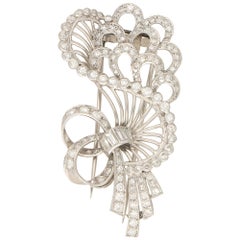 Diamond Set Floral Bouquet Brooch Set in Platinum