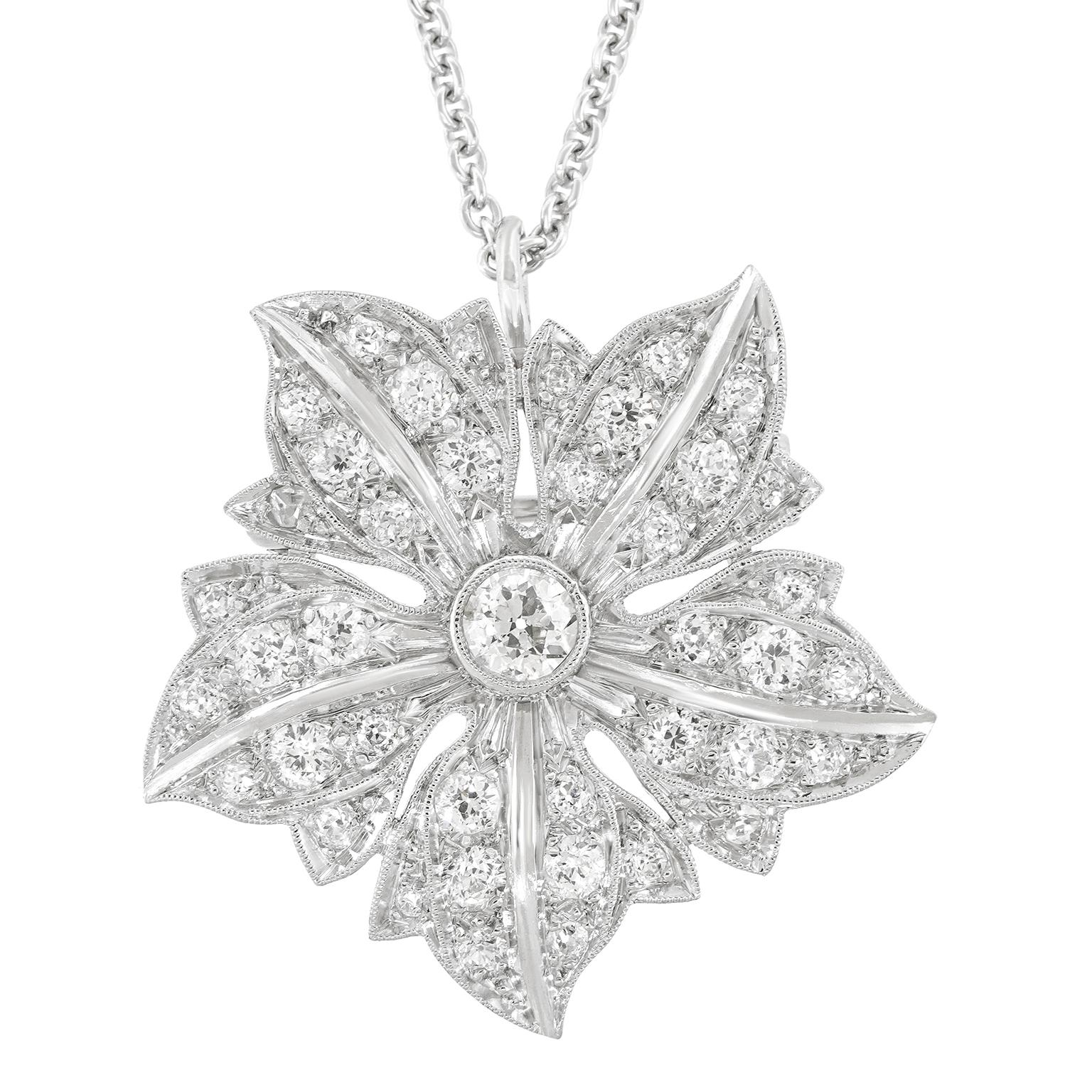 Diamond-set Brooch Pendant For Sale 1