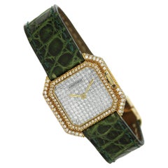 Diamond Set Cartier Watch in 18 K Yellow Gold & Diamonds with Original Box for L