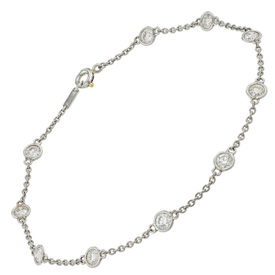 Platinum and Diamond Bezel Set Chain Bracelet 2.00 Carat For Sale at ...