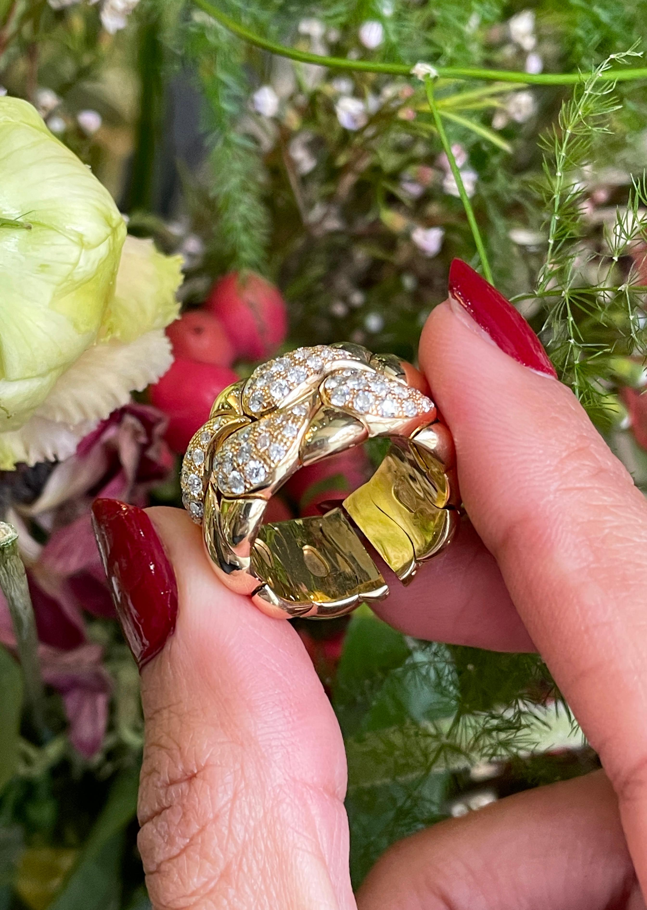 Modern Diamond Set Chopard Casmir 18 Carat Gold Dress Ring