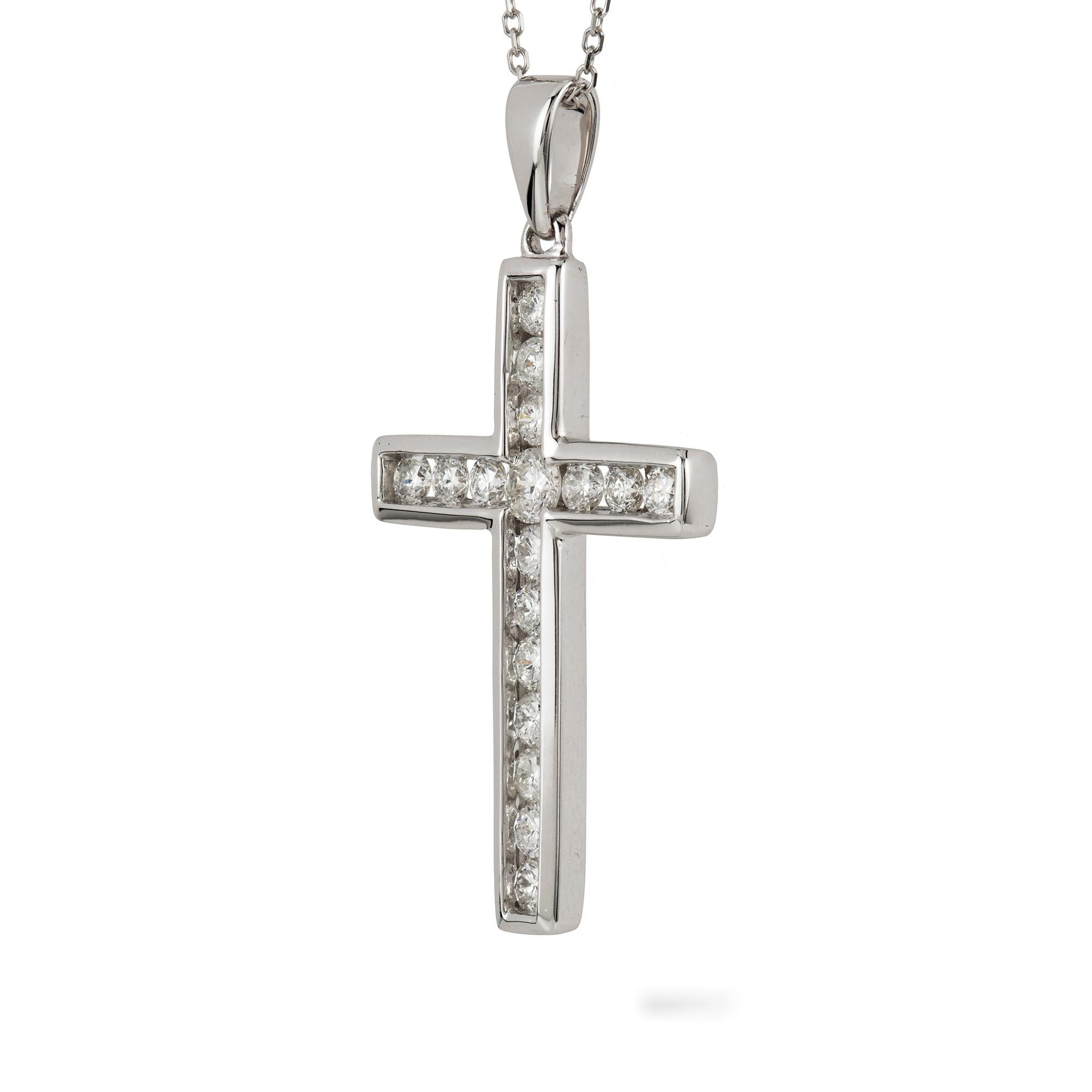 Brilliant Cut Diamond Set Cross Pendant For Sale