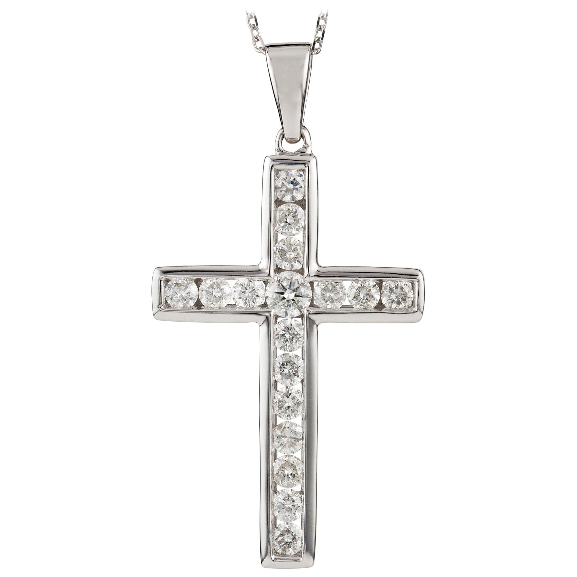 Diamond Set Cross Pendant For Sale