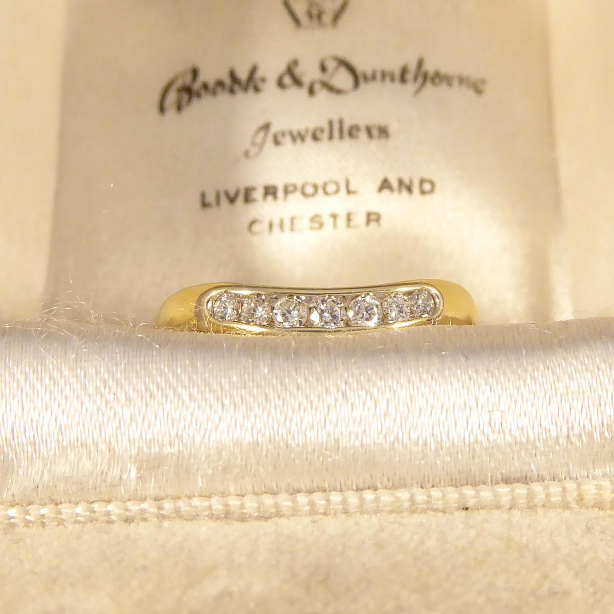 Diamond Set Curved Wishbone Ring in Yellow Gold For Sale 2