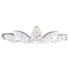 Diamond Set Decorative Crown Band Ring in Platinum