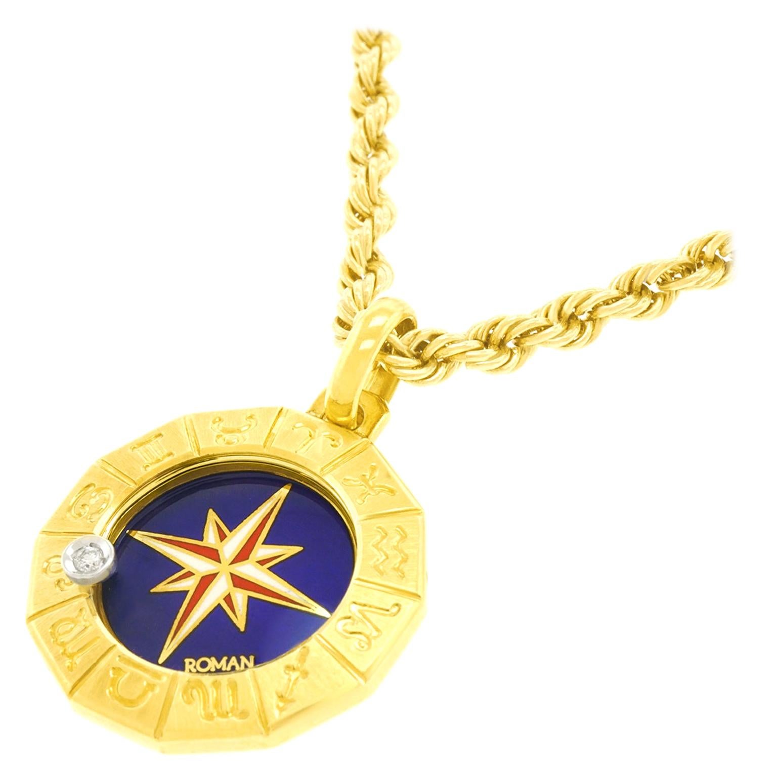  Zodiac Gold Pendant For Sale