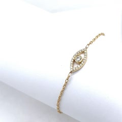 Diamantbesetztes Evil Eye Armband mit 0,25 Karat G/SI in 9 Karat Gelbgold mit Diamantenbesatz