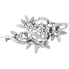 Diamond Set Foliate 18-Carat White Gold Brooch