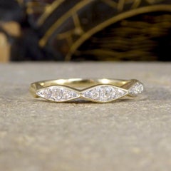 Diamond set Geometric Half Eternity Band Ring in Yellow Gold