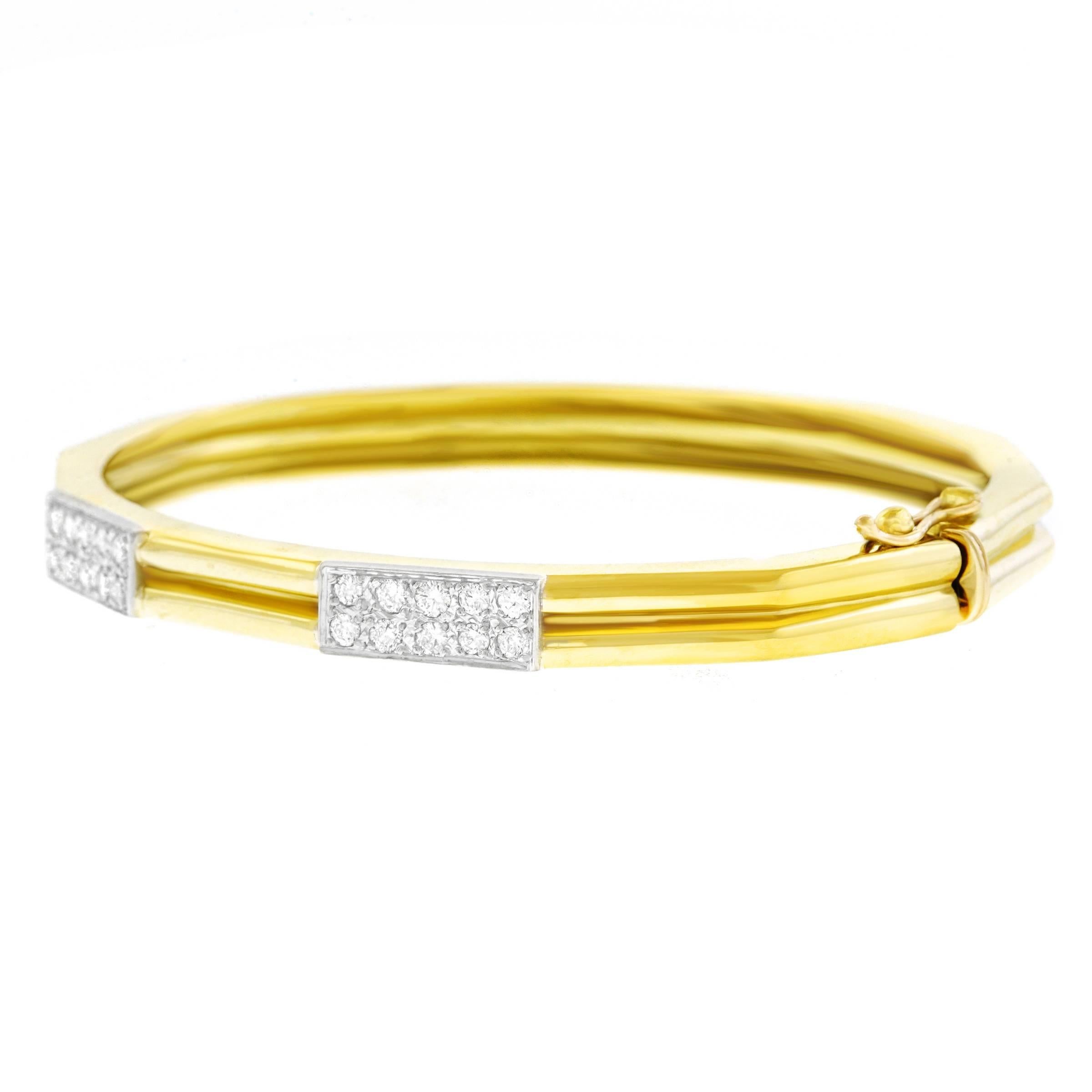 Diamond Set Gold Bangle Bracelet 6