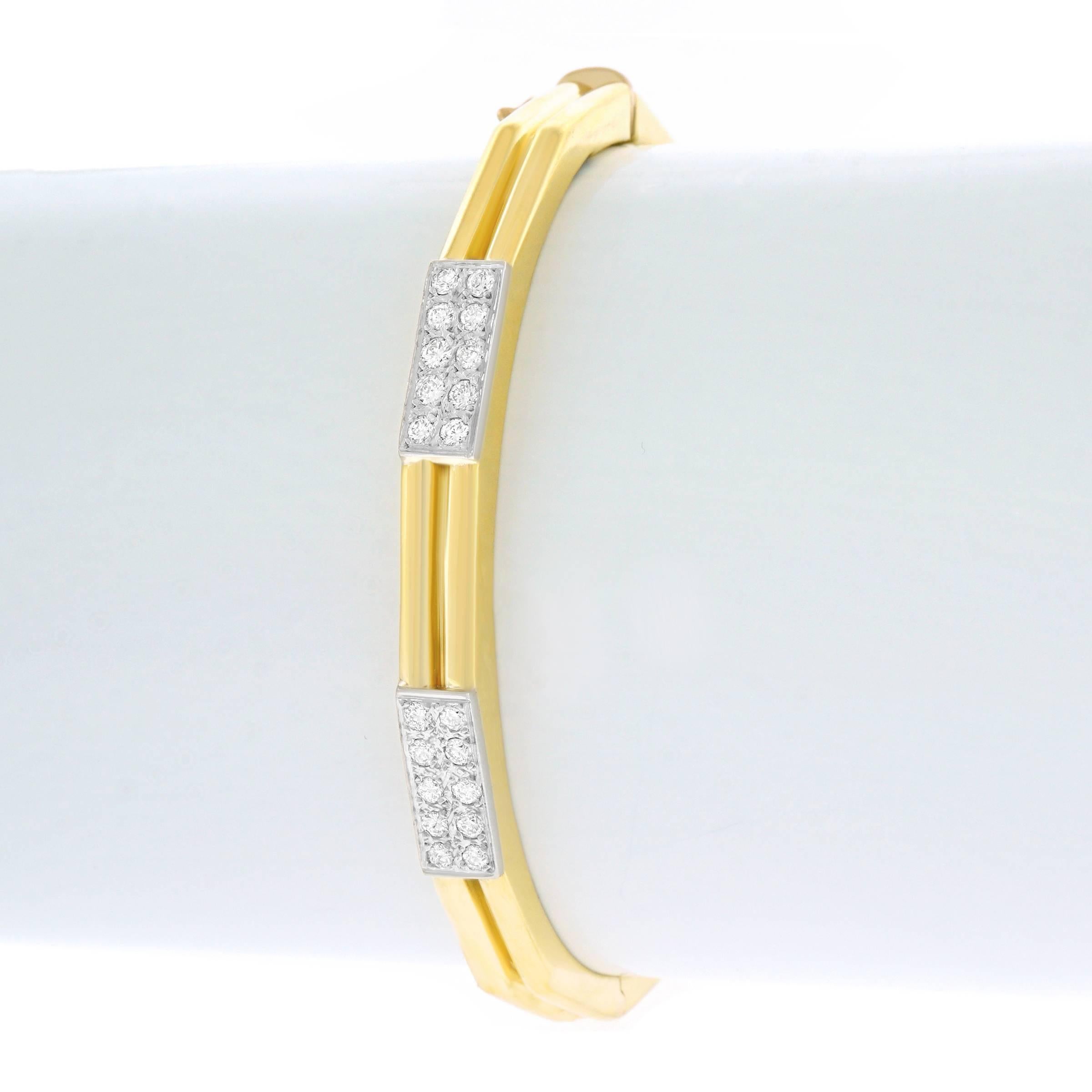 Diamond Set Gold Bangle Bracelet In Excellent Condition In Litchfield, CT