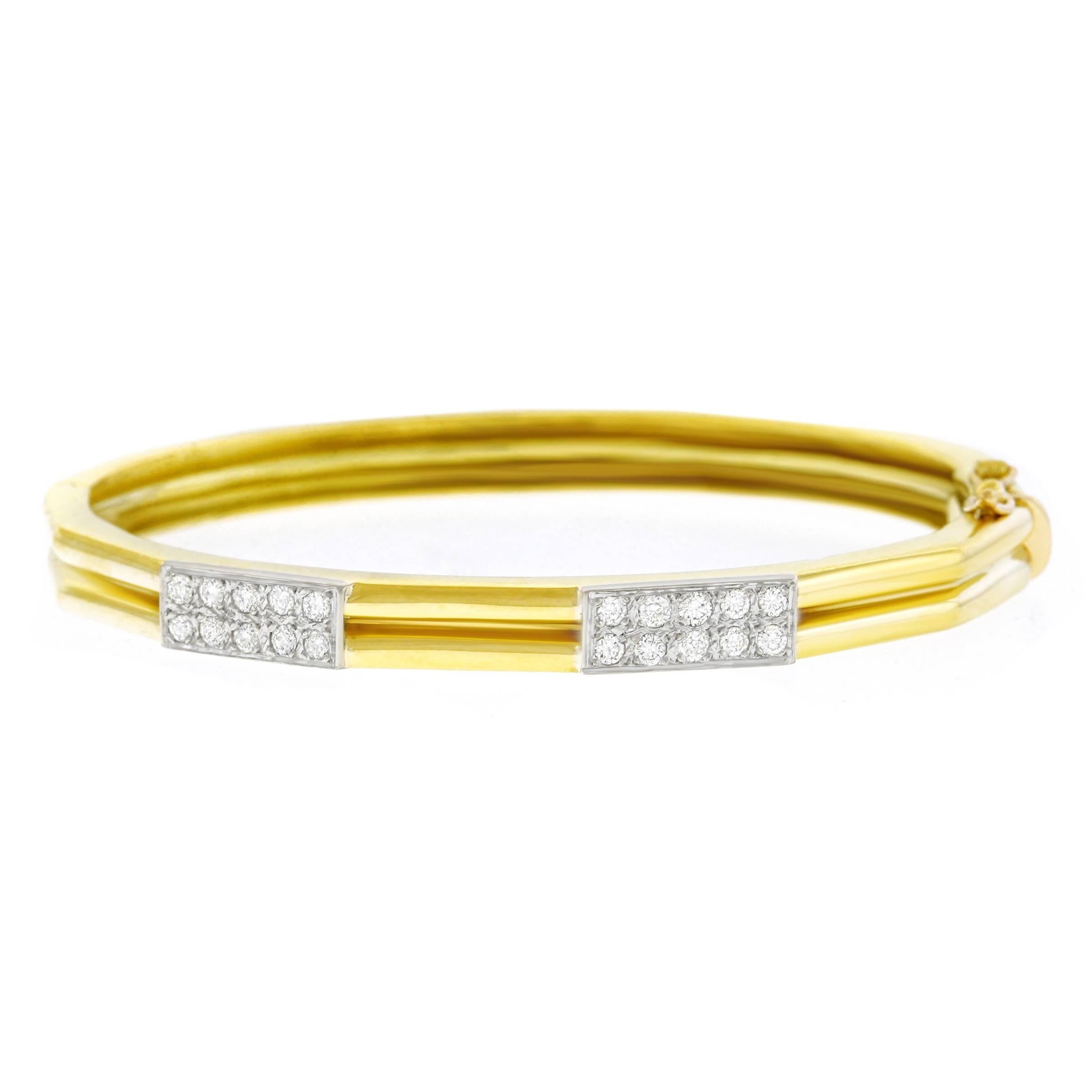 Diamond Set Gold Bangle Bracelet
