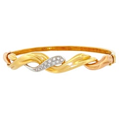 Diamond-Set Gold Bangle by Salvini 18k c1980s Italy