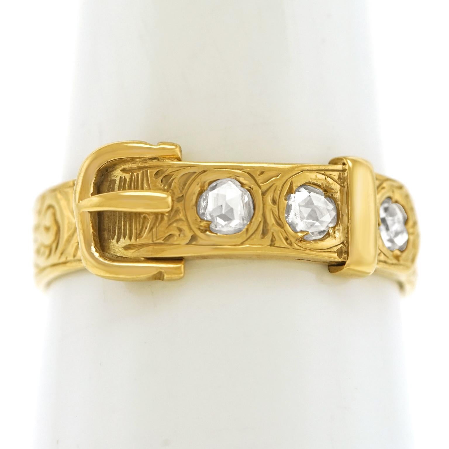 Diamond Set Gold Buckle Ring 2