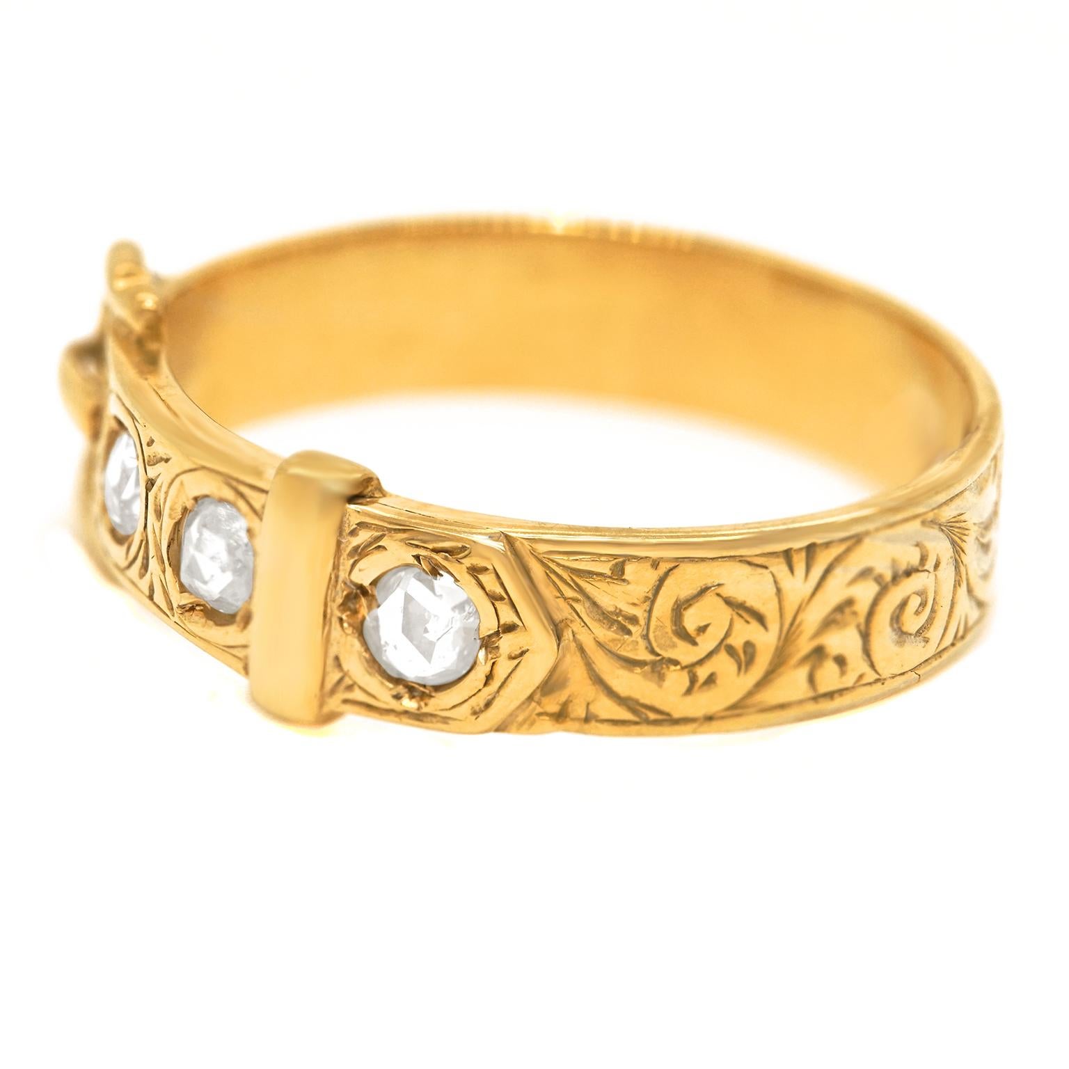 Diamond Set Gold Buckle Ring 3
