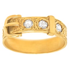 Diamond Set Gold Buckle Ring