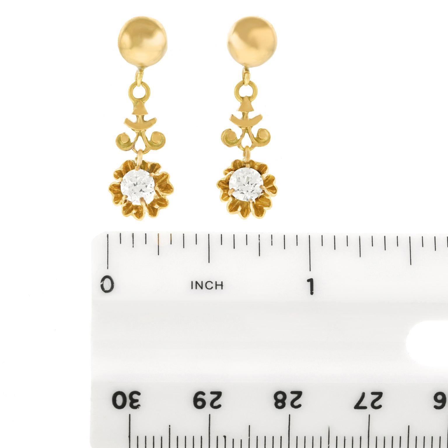 Diamond set Gold Drop Earrings 2
