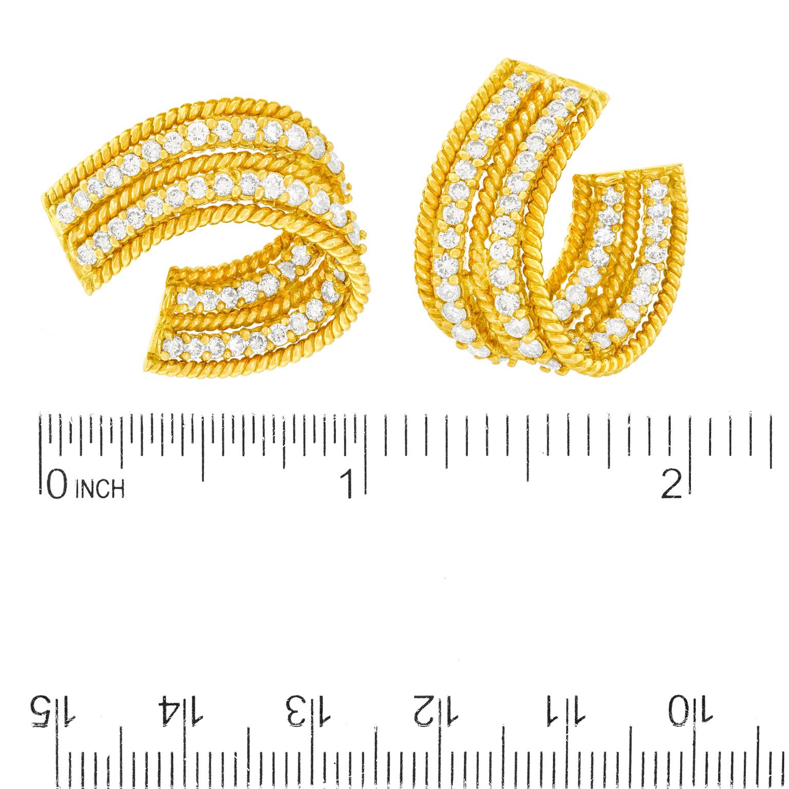 Women's or Men's Diamond-Set Gold Earrings Swiss