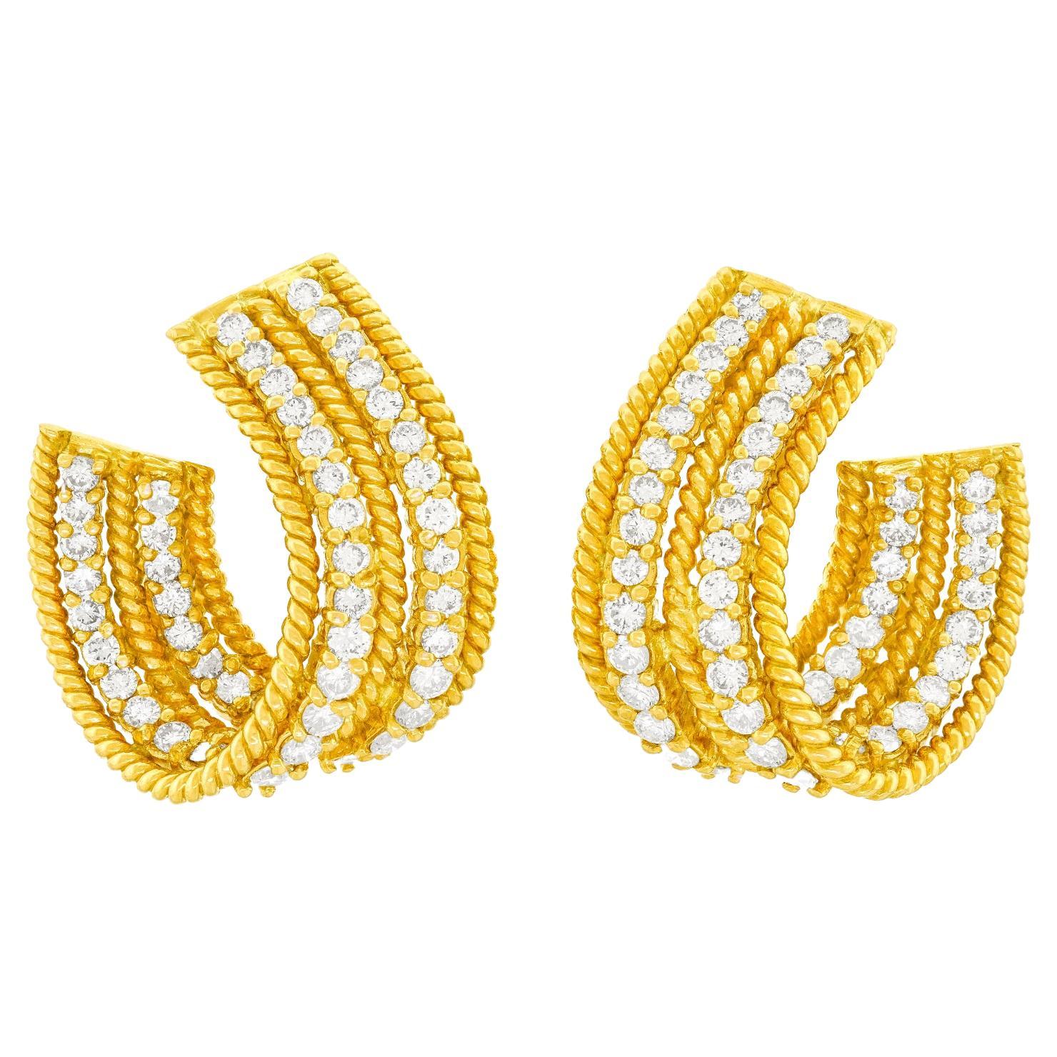 Diamond-Set Gold Earrings Swiss