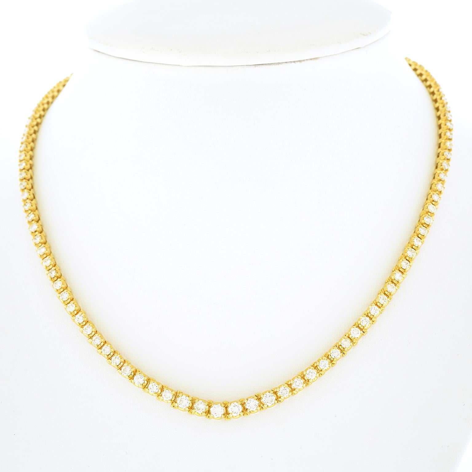 Diamond-set Gold Riviere Necklace In Excellent Condition In Litchfield, CT