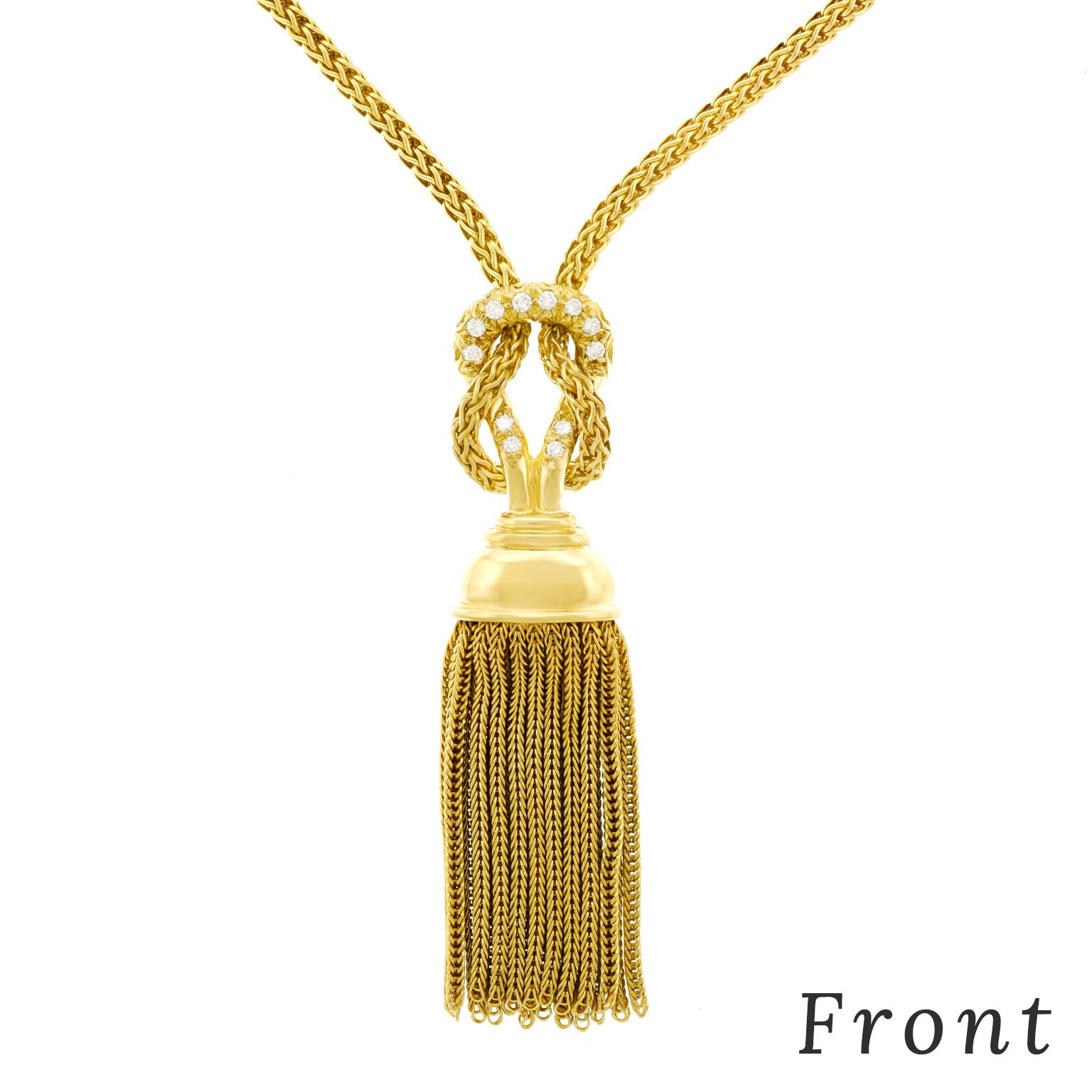 Diamond Set Gold Tassel Necklace 3