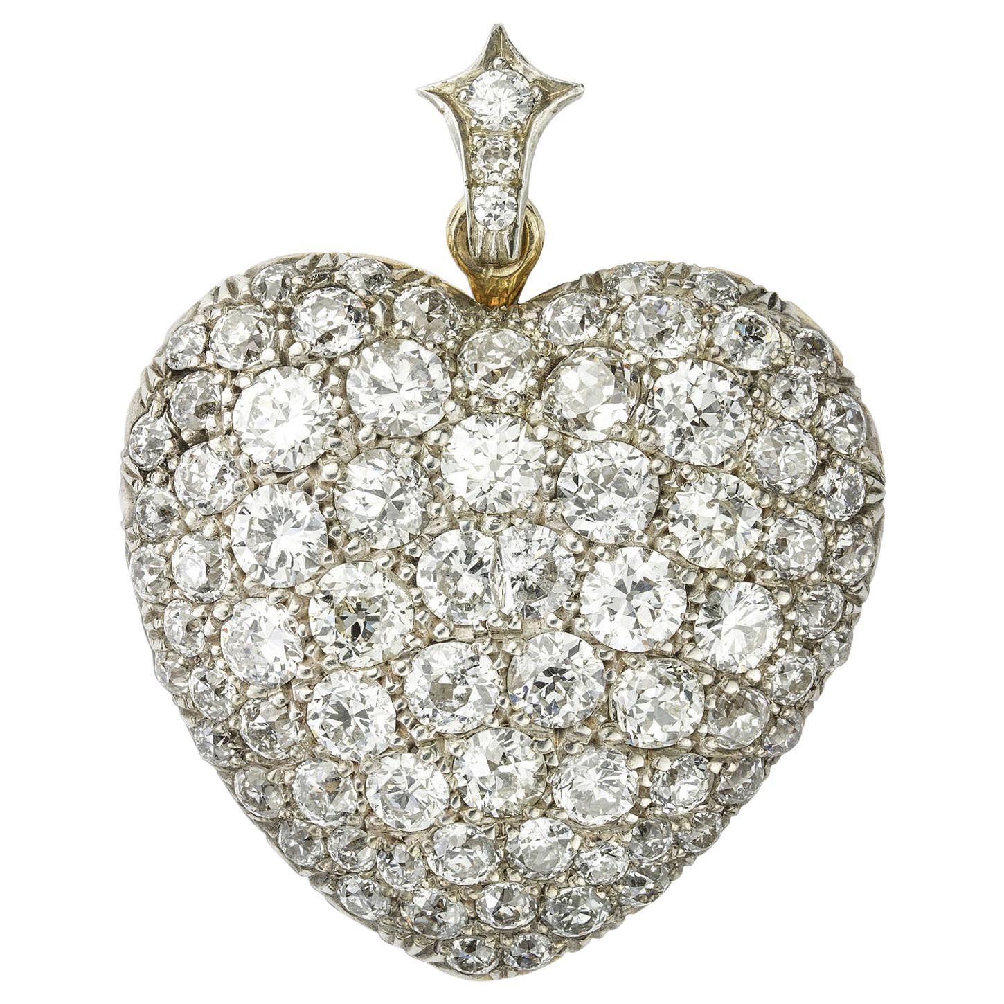 Diamond-Set Heart Pendant For Sale