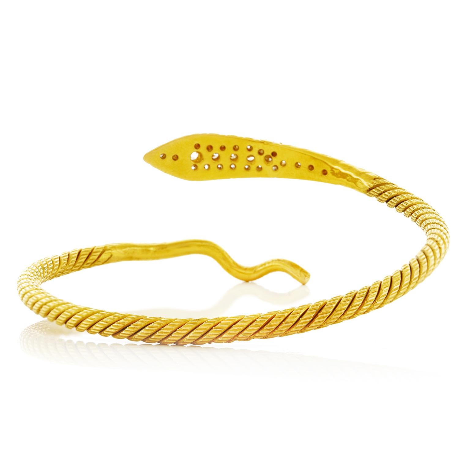 Diamond Set High Karat Gold Snake Bracelet 3