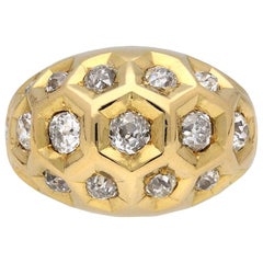 Vintage Diamond Set Honeycomb Ring by Cartier, Paris, circa 1944