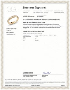 Diamond Set in Yellow Gold Eternity Wedding Band with Double Milgrain Edge