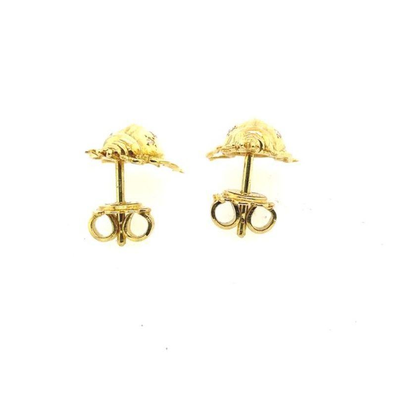 Round Cut Diamond Set Ladybird Earrings in 18ct Yellow Gold For Sale