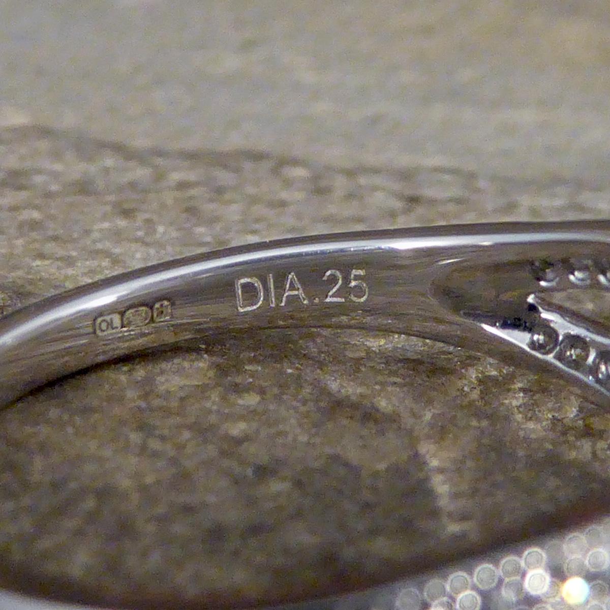Women's Diamond Set Milgrain Plait Half Eternity Ring in White Gold For Sale