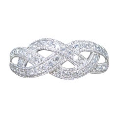 Diamond Set Milgrain Plait Half Eternity Ring in White Gold