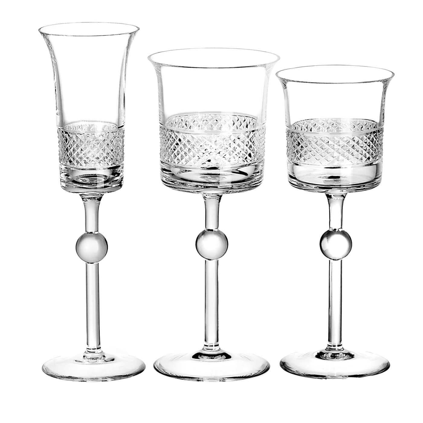 Italian Diamond Set of 2 Wine Goblets by Claire Le Sage For Sale