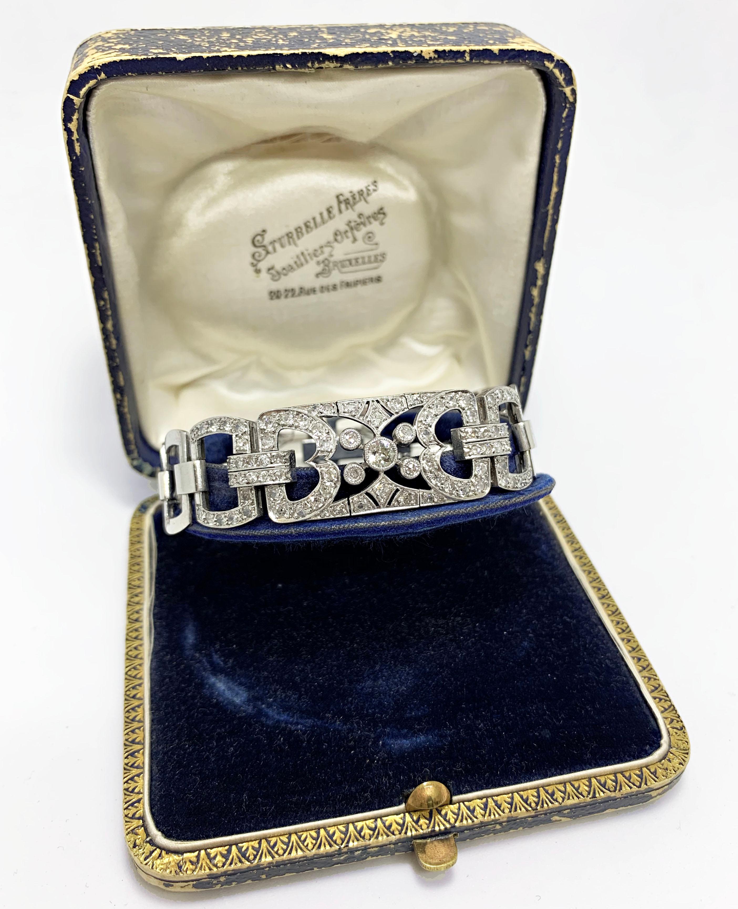 Women's Diamond Set Platinum Link Bracelet, circa 1920s