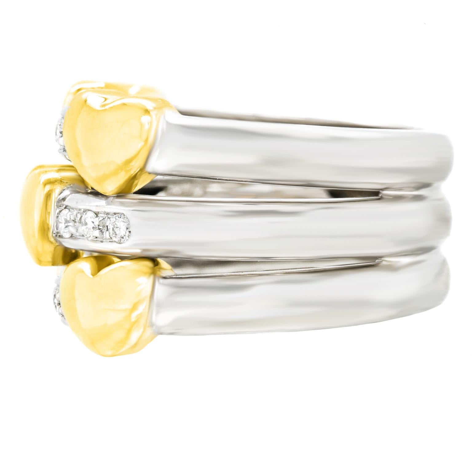 Diamond-Set Pop Art Heart Ring In Excellent Condition In Litchfield, CT