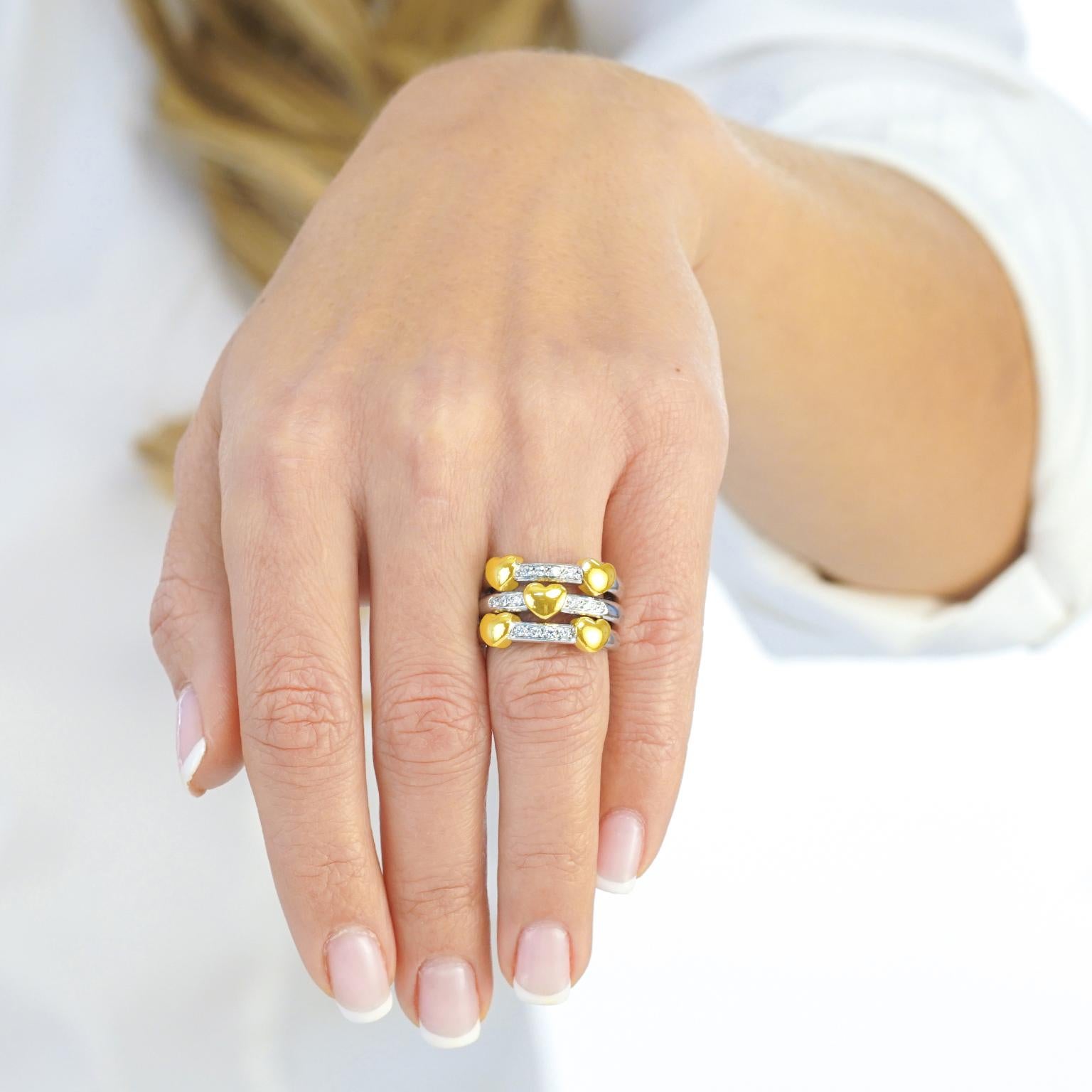 Women's Diamond-Set Pop Art Heart Ring