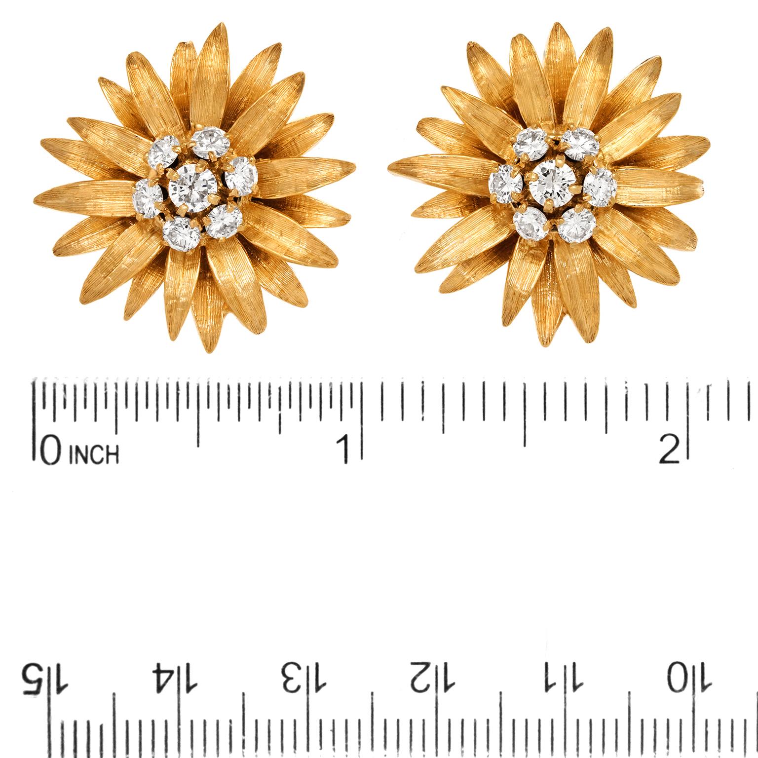 Diamond-set Sixties Flower Earrings 1
