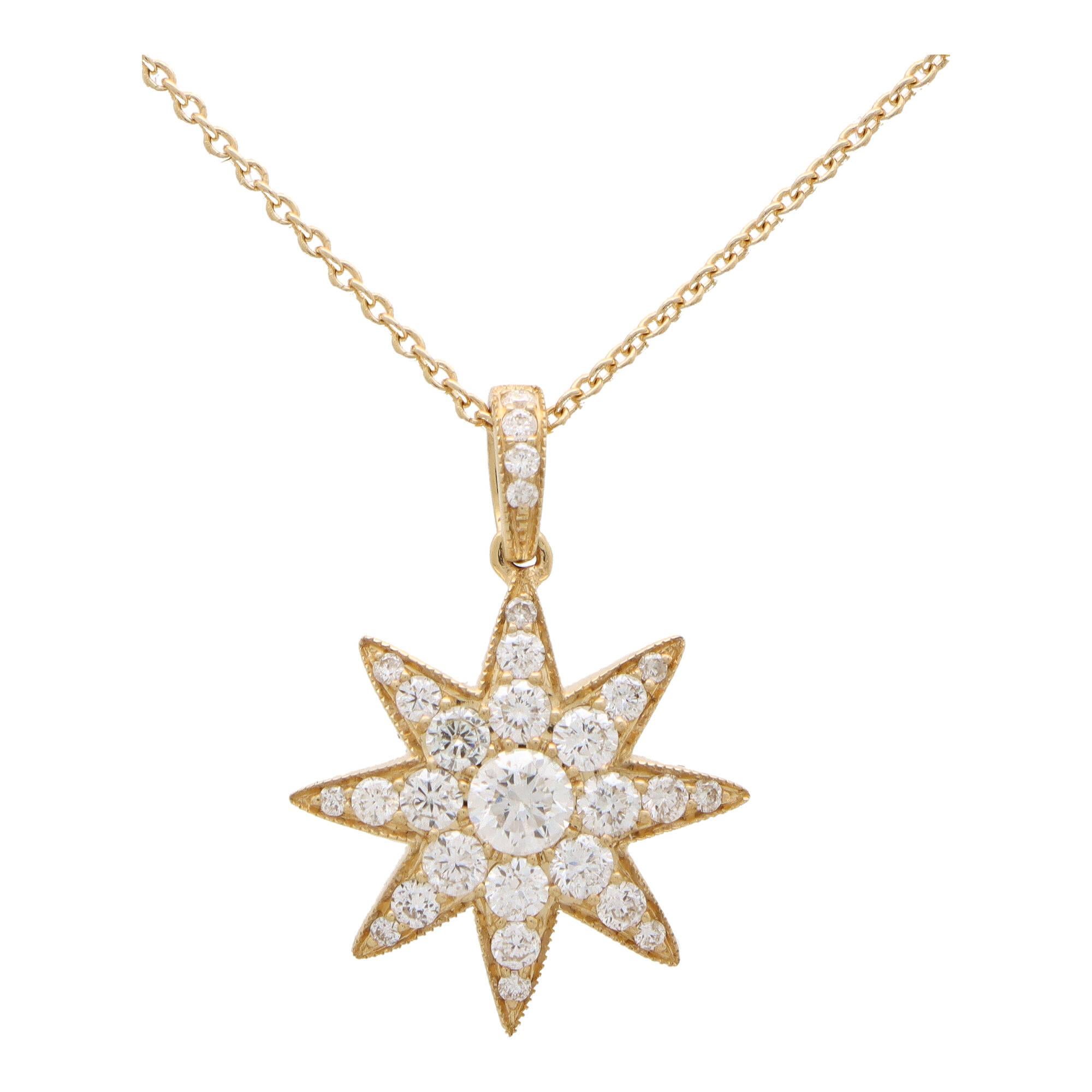 Diamond Set Star Necklace 0.60 Carat For Sale 2