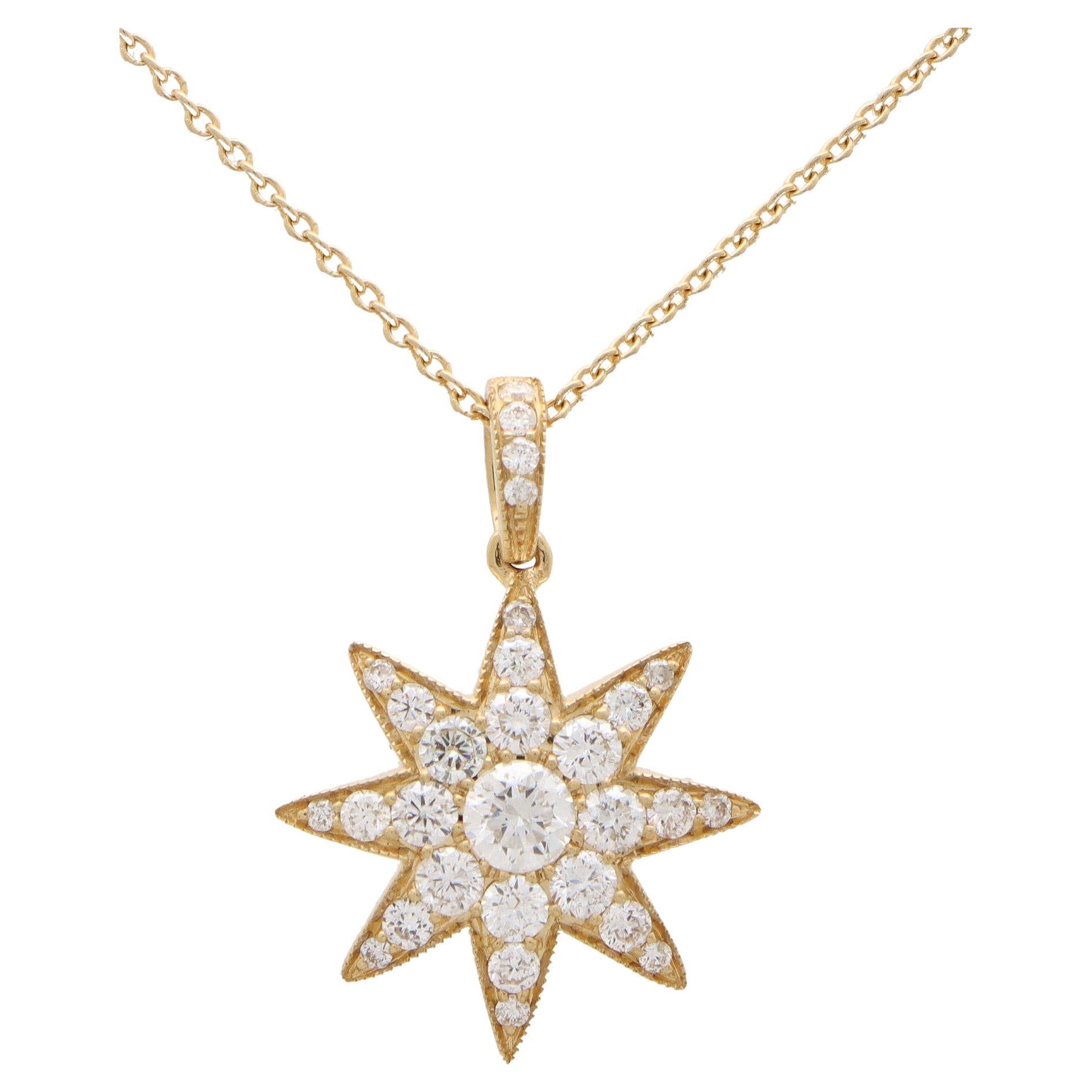 Diamond Set Star Necklace 0.60 Carat For Sale