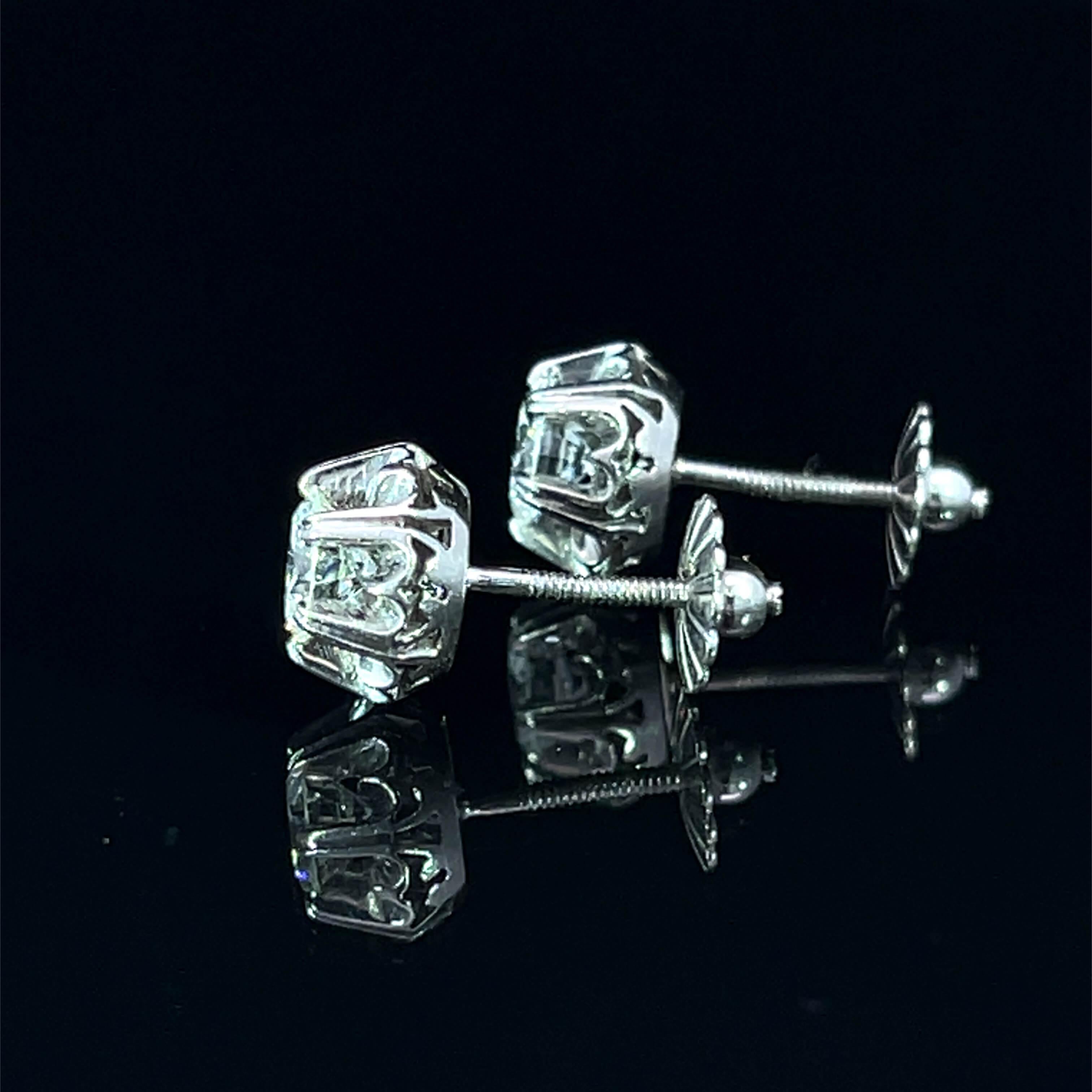 Brilliant Cut Diamond Set Stud Earrings Circa 1930s For Sale