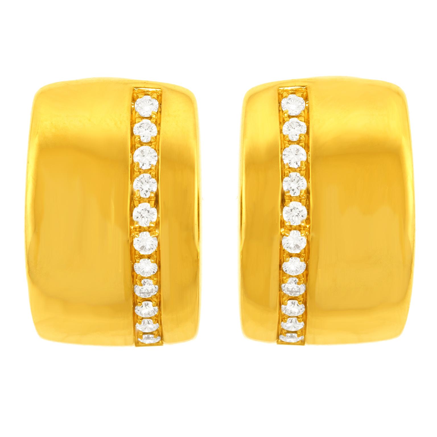 Brilliant Cut Diamond-set Swiss Modernist Huggie Earrings For Sale